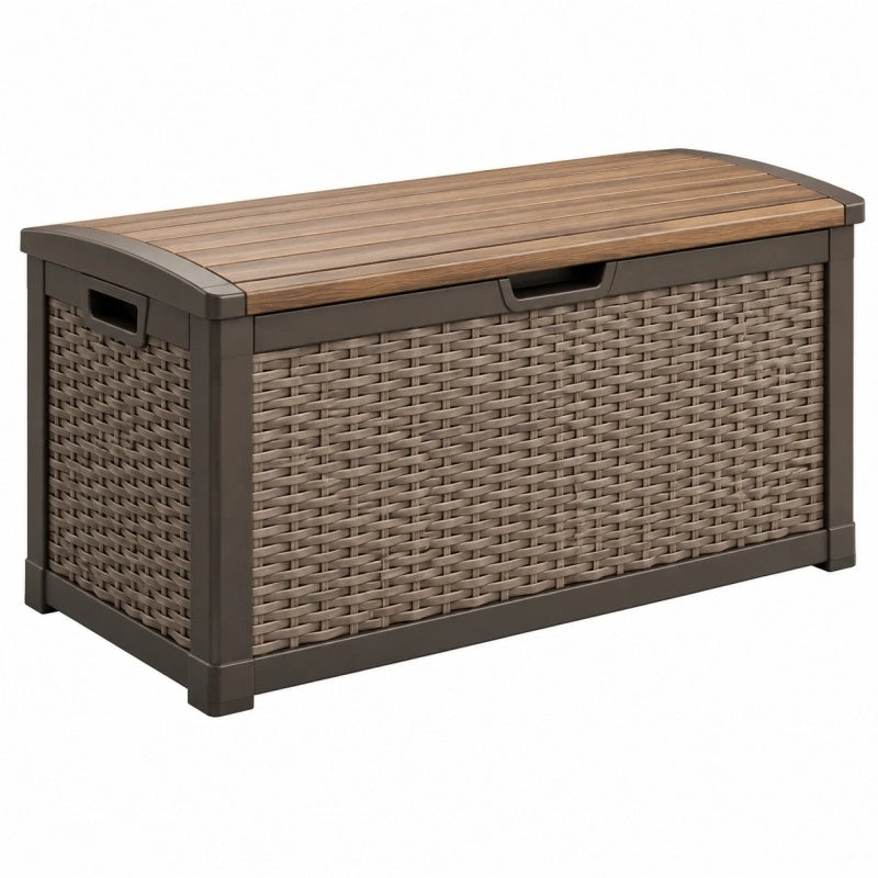 Aufbewahrungsbox 120 x 56 x 63 cm Kunststoff Braun/Taupe für Garten mit Klappdeckel