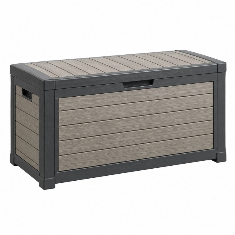 Aufbewahrungsbox 120 x 55 x 60 cm Kunststoff Grau Holzoptik für Garten und Terrasse