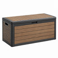 Aufbewahrungsbox 120 x 45 x 60 cm Kunststoff Braun Anthrazit für Außenbereich mit Holzoptik