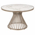 Esstisch rund 120 cm weiße Marmoroptik Metallgestell Champagner modernes Design