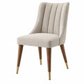 Polsterstuhl 50 x 62 x 94 cm Stoff Beige mit Holzbeinen für Esszimmer im modernen Stil