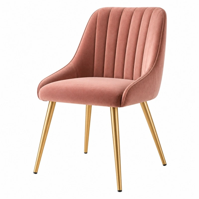 Esszimmerstuhl 55 x 60 x 84 cm Samt Rosa mit Metallbeinen Gold Gepolstert