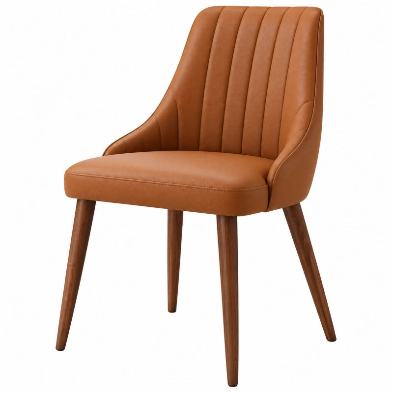 Esszimmerstuhl 58 x 62 x 86 cm Kunstleder Cognac gepolstert mit Armlehnen