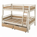 Etagenbett 90 x 200 cm aus Holz in Weiß und Natur mit Leiter und Schubladen