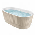 Freistehende Badewanne 170 x 75 x 58 cm aus Acryl in Beige Weiß mit geriffelter Verkleidung
